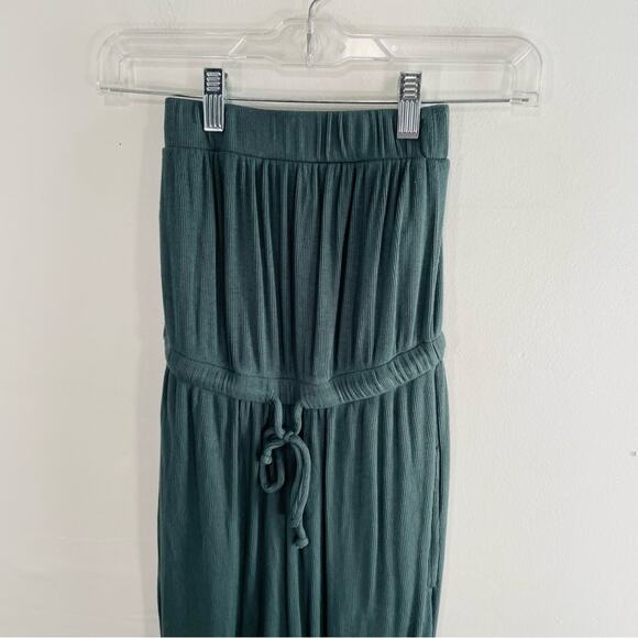 Spiritual Gangster Carmela Green Ribbed Cinched Strapless Jumpsuit XS - Picture 7 of 12
